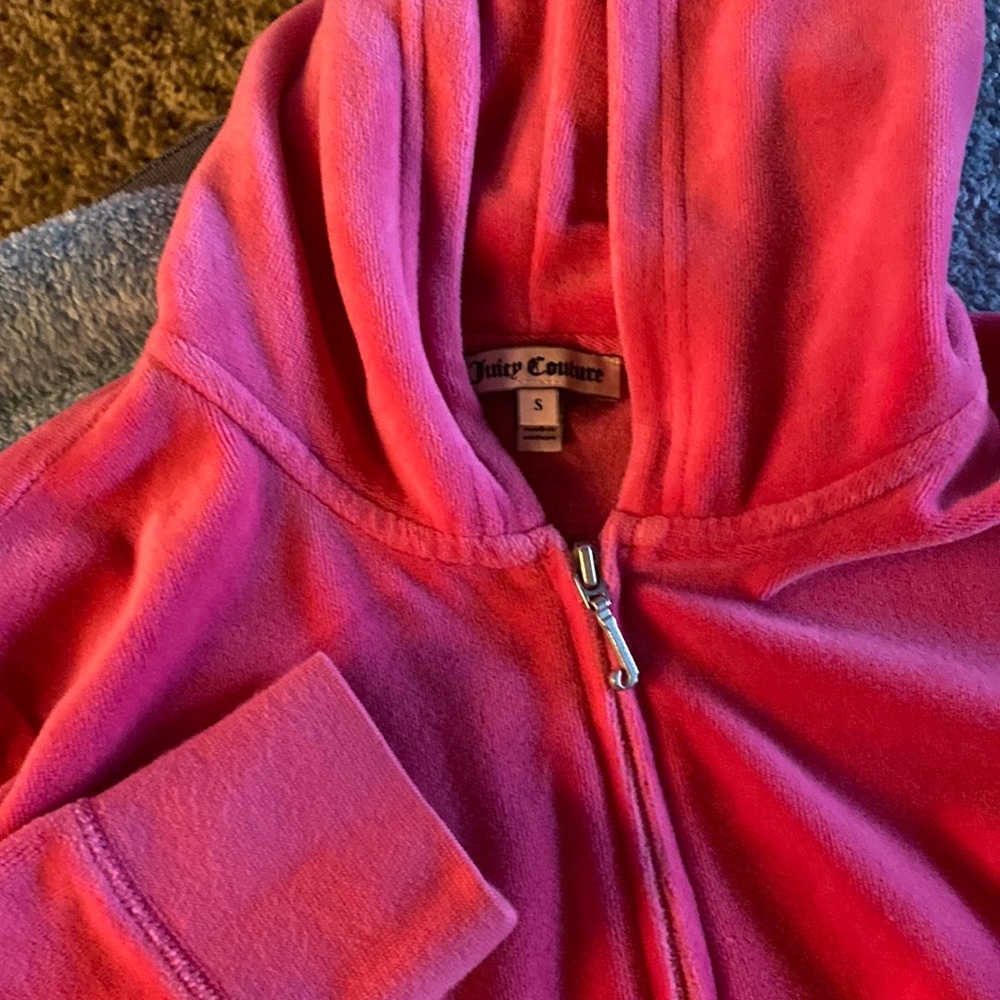 Hot pink JUICY velour zip up hoodie